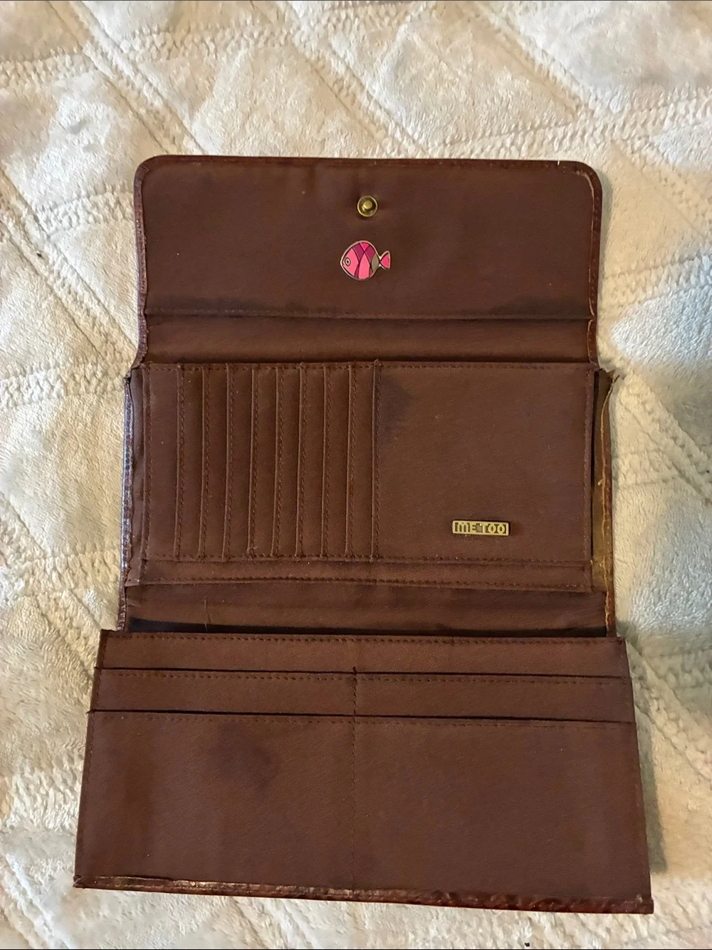 Tooled Leather Floral Fold-Over Card & Key Holder - Brown